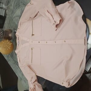 CALVIN KLEIN WOMEN'S DUSTY ROSE BUTTON UP BLOUSE new, medium fit
